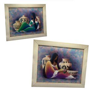 Set of 2 VTG 80s 90s Southwestern Native American Style Framed Art Prints